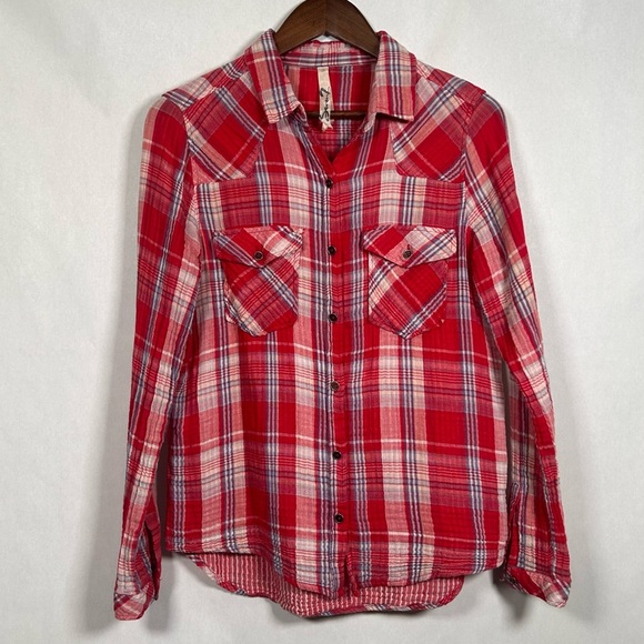 Seven7 Tops - Seven7 Red Plaid Shirt Size S